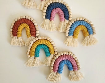 Macrame Rainbow Fridge Magnets / Natural Oil Diffuser with wooden beads for Aromatherapy, Boho Kitchen Décor Accessory, Chic Gift for Women