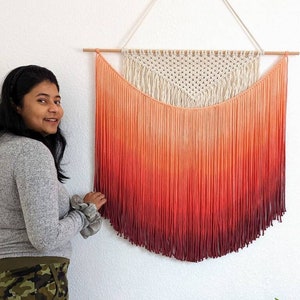 Ombre Sunset Dip Dyed Macrame Tapestry wall Hanging Vibrant