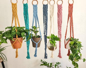 ボヘミアン マクラメ プラントハンガー、手作りホームデコレーション、ホリデーギフト
