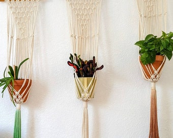 Handmade and Dip-Dyed Macrame Plant Hanger, Handwoven Ombre Colored Plant Hanging with Tassels, Sustainable Cotton Cords, Gift for Plant Mom