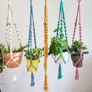Boho Macrame Beaded Plant Hanger for Indoor & Outdoor Use Home Decor Handmade Garden Decor Eco-friendly Natural Cotton Houseplants