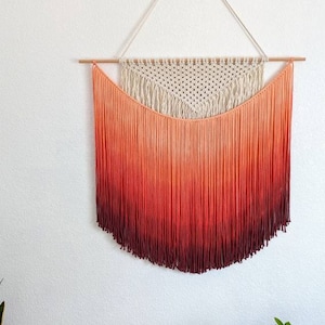 Ombre Sunset dip dyed macrame Tapestry/wall hanging, Vibrant Colors, Bohemian wall decor, Macrame wall decor, Macrame mural & design
