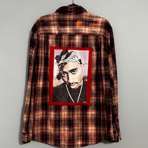Tupac Rapper Backpatch Bleached Flannel