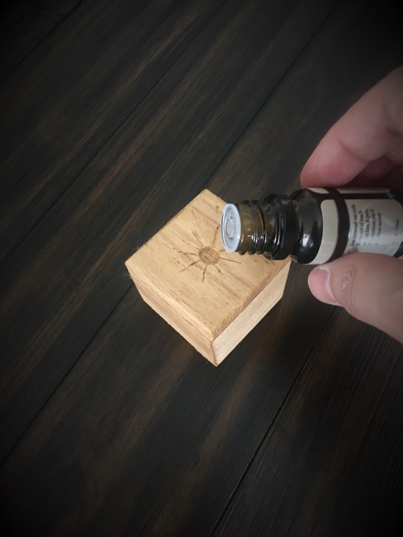 Wood Essential Oil Block Tea Stained Wood Block for Essential Etsy