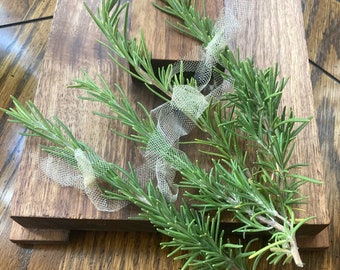 Dried Rosemary Sprigs, Set of 4 Individual Sprigs, each tied with Gold Color Tulle, Wedding Rosemary, Placesettings, Gift & Table Decor