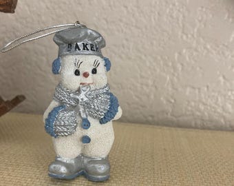 Vintage Baker Snowman Ornament, EG Company 1999, Resin Holiday Decor