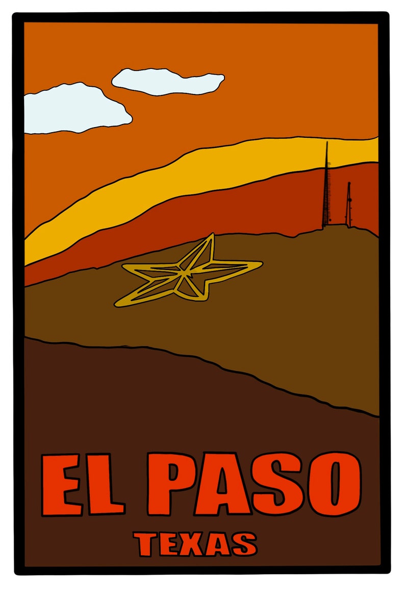 El Paso Sticker. Star on Mountain Sticker. El Paso Mountain Etsy