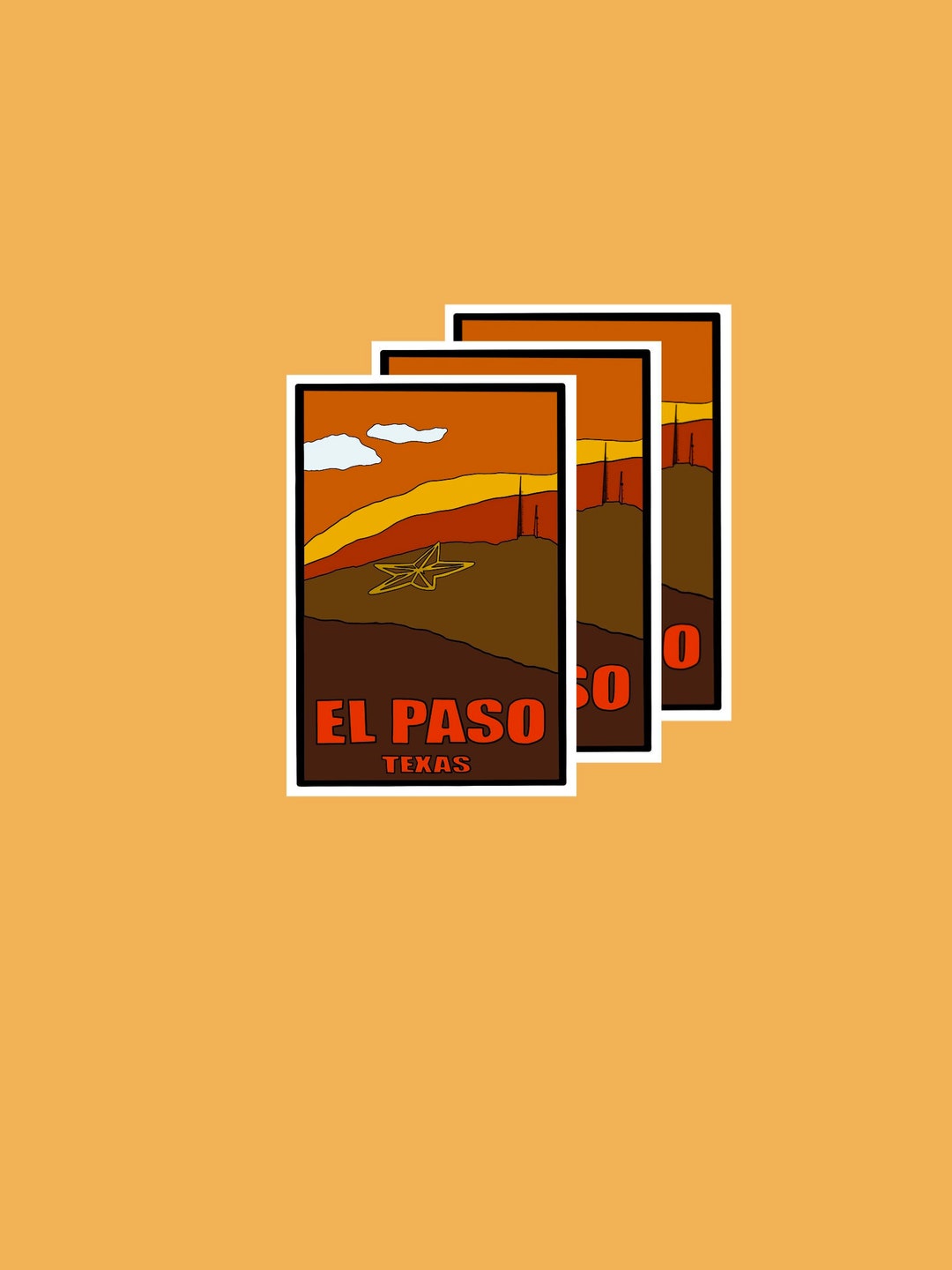 El Paso Sticker. Star on Mountain Sticker. El Paso Mountain Etsy