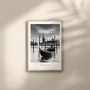 Venice Gondola Print: Black and White Travel Photography