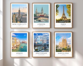 Colour city print. ANY CITY - with or without text and white border.