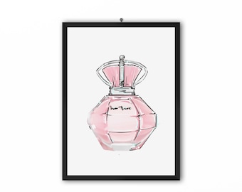 Bedroom print Dressing room wall art Pink Perfume Bottle Print. Home Decor. Home Art. Fashion Print