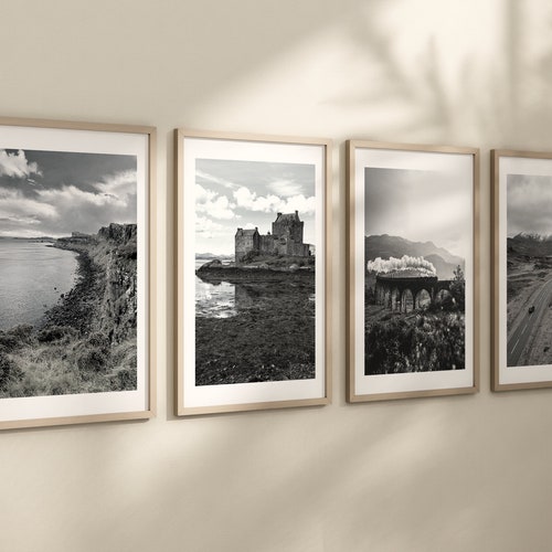 Ensemble de 4 estampes d'Écosse, photographies écossaises, impressions de voyage, décoration d'intérieur, affiche de paysage d'Écosse, art mural des Highlands viaduc de Glenfinnan