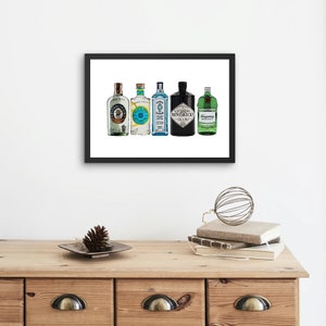 Gin print, Drinks print, Watercolour effect print, Wall art, Home decor, Gin lover gift, Home bar art, Kitchen poster, Birthday gift