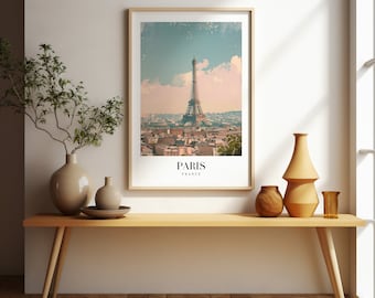Paris retro style travel poster