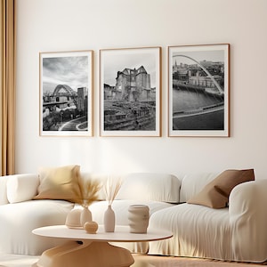 Set of 3 Newcastle upon Tyne black and white posters: (Digital Download version)