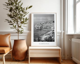 Dubrovnik black and white city poster