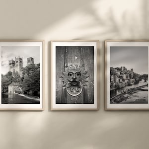 Set of 3 Durham prints, City prints, Black and white travel photograph, Home decor, Travel print, Gift, Wall art, Durham Cathedral print, UK