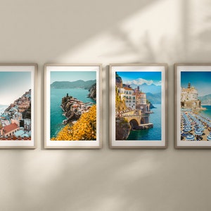 Set of 4 Italy prints, DIGITAL DOWNLOAD,  Colour travel photographs, City posters, Venice, Amalfi, Sorrento, Positano wall art, Printables