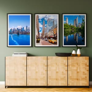 Lot de 3 estampes de New York, TÉLÉCHARGEMENT NUMÉRIQUE, impressions de voyage, art de la ville de New York, affiches de voyage, art mural imprimable, impression de Central Park