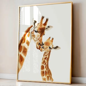 Póster de jirafa, impresión para dormitorio infantil, póster para dormitorio infantil, arte de pared para guardería, decoración de pared de animales bebés, regalo para bebé, arte colorido para sala de juegos
