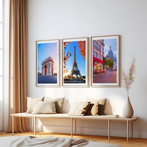 Set of 3 Paris Photography Prints: Eiffel Tower, Cityscape Wall Art