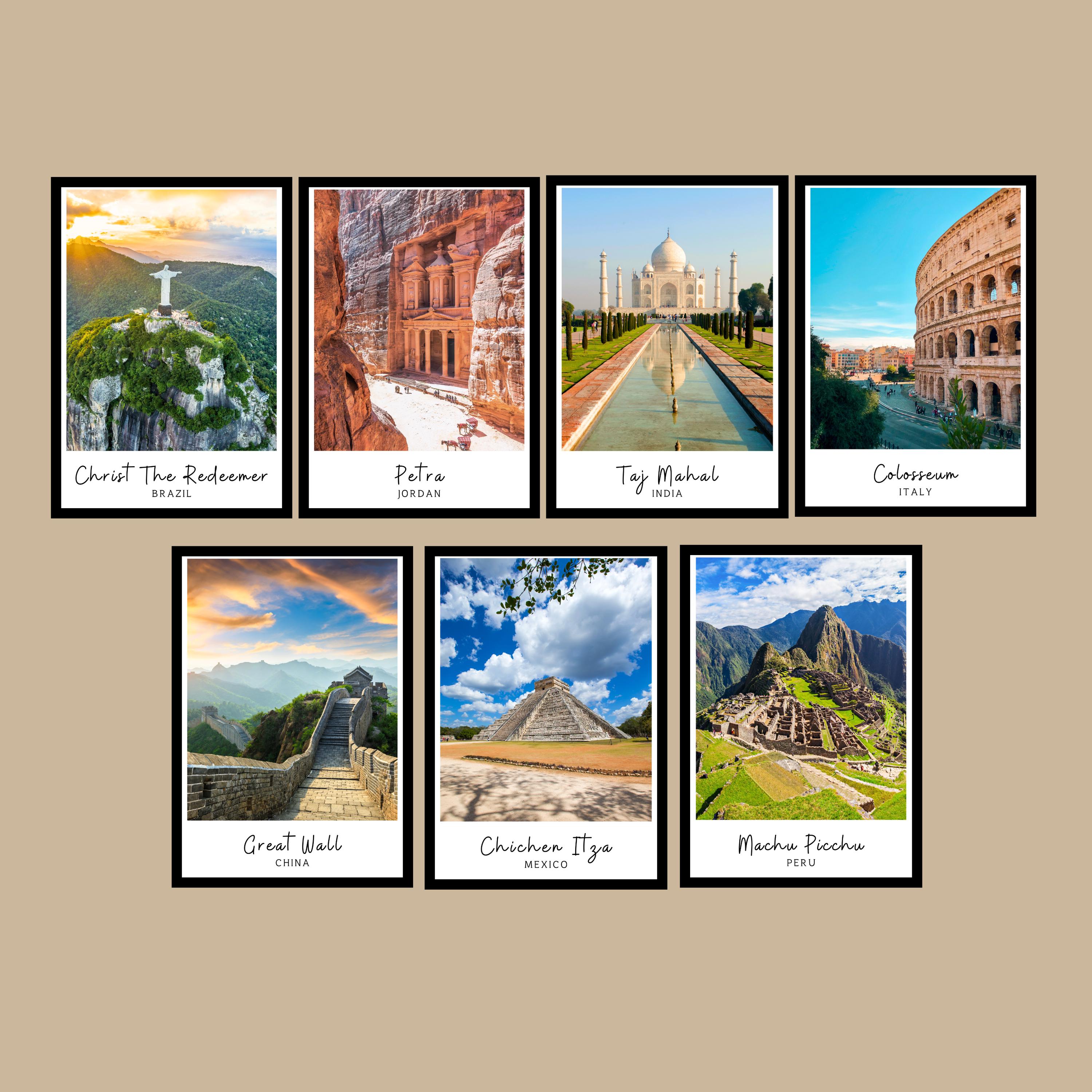 7 Wonders of the World Poster Set, Travel Photography Prints - Etsy