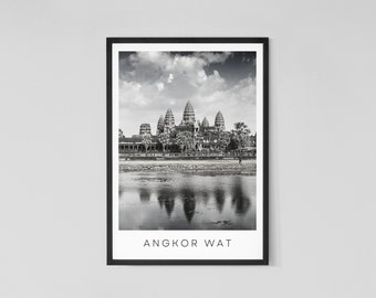 Angkor Wat svartvit affisch med föreställning om Siem Reap