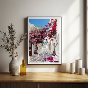 Affiche Kos Grèce, impression bougainvilliers, photographie de voyage