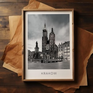 Krakow Poland Print: St Mary&#39;s Basilica Travel Poster