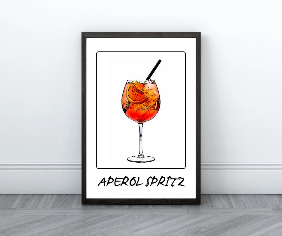Aperol Spritz Glass. Contemporary Bar Print Wall Art | Etsy