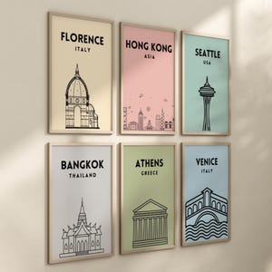 DIGITAL DOWNLOAD single city landmark print, ANY location, Any size format, World cityscapes, Travel printables, Locations and destinations