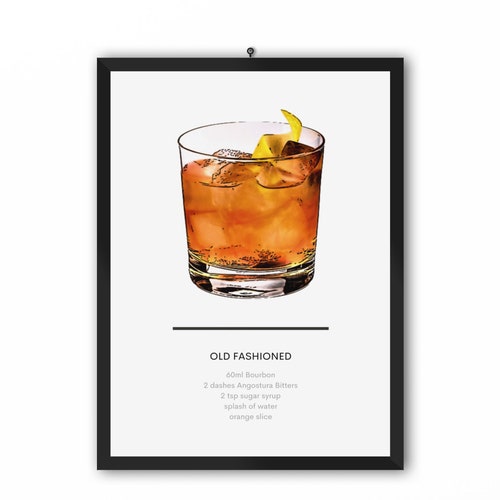Old Fashioned Cocktail Recipe PRINTABLE Wall Art / Cocktail | Etsy