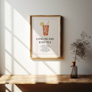 Stampa Long Island Iced Tea, stampa Cocktail, stampe Bevande, Arte murale, Poster Bar, Ricetta Cocktail, Regali Alcolici, Regalo per gli amanti dei Cocktail