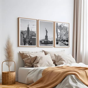 Conjunto de 3 láminas de la ciudad de Nueva York, DESCARGA DIGITAL, Pósters de viaje, Fotografías en blanco y negro, Decoración neutra para el hogar, Arte imprimible, Arte del horizonte