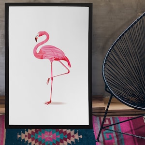 Pink Flamingo print. Kids bedroom print. Childrens wall art. Home decor. Wall art. Gift for her.