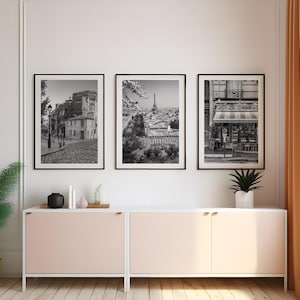 Conjunto de 3 pósteres en blanco y negro de París