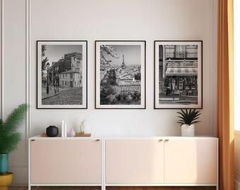 Paris set of 3 black and white posters