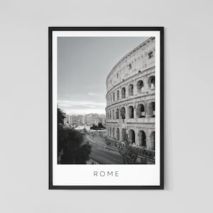Stampa di Roma, stampa della città, stampa del Colosseo, stampa di viaggio in bianco e nero, fotografia di viaggio, arte murale, arredamento per la casa, regalo, monumenti europei