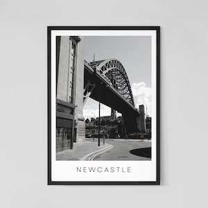 Newcastle print, Tyne Bridge print, Black and White photograph, Travel print, City travel poster, Wall art, Home decor, Gift, Quayside view