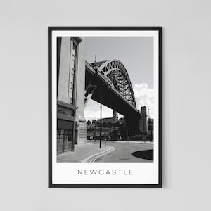 Newcastle Tyne Bridge Print: Black and White City Travel Poster