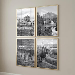 Scottish Highlands set of 4 black and white posters