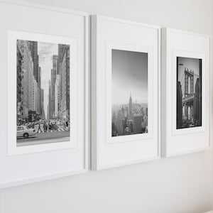 Conjunto de 3 impresiones de la ciudad de Nueva York, DESCARGA DIGITAL, Fotografías de viajes en blanco y negro, Decoración del hogar, Arte mural imprimible, Pósteres del horizonte de Nueva York