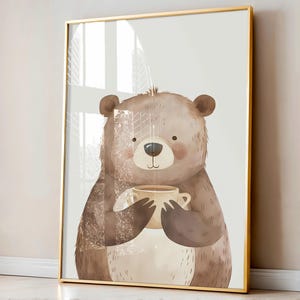 Stampa orso bruno, Poster per cameretta bambini, Stampa per cameretta bambini, Arte murale per sala giochi, Arredamento per la casa, Arte colorata per la cameretta dei bambini, Regalo per neonati