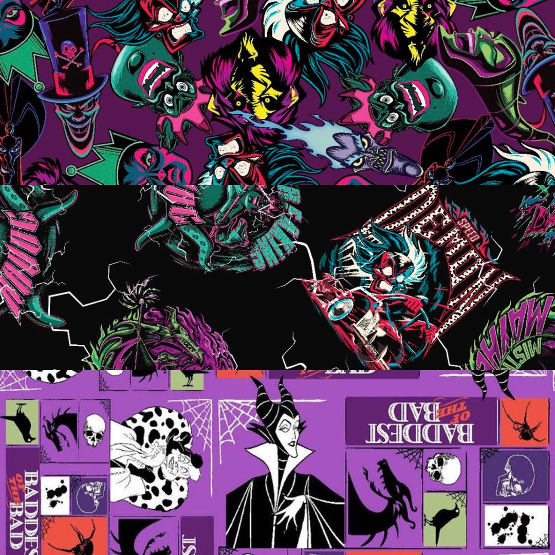Disney Villains Cotton Fabric 1/4 Yard Etsy