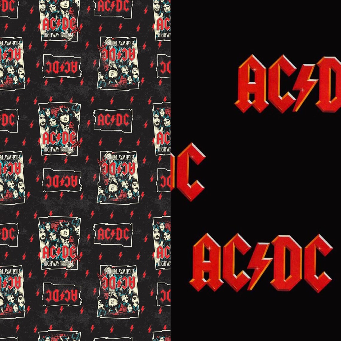 AC/DC Cotton Fabric 1/4 Yard Etsy