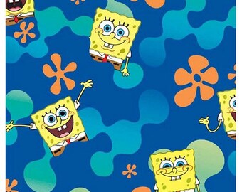 Spongebob Undersea Flower Cotton Fabric Fat Quarter
