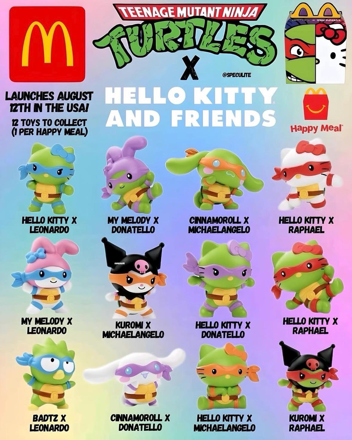 TMNT x Hello Kitty フィギュア 3体セット Teenage Mutant Ninja Turtles X Hello Kitty and Friends - Etsy