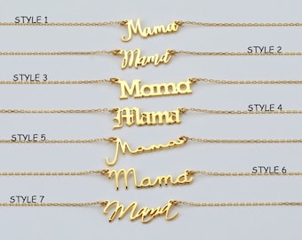 18K Gold Plated Mama Name Necklace - Name Jewelry - Personalize Name Necklace - Mother Day Gift - Gift For Mama Mom - Christmas Gift - NN6