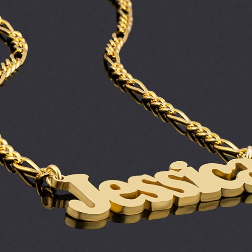 14K Solid Gold Name Necklace Gold Nameplate Necklace Custom Etsy