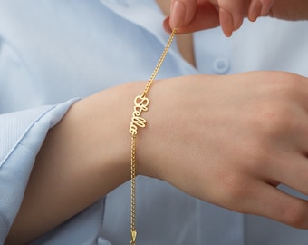 Cadeau personnalisé - Bracelet Nominatif en Or Massif 14K - Or 18K Argent 925K - Cadeau Pour Maman Maman - Bracelet Bébé Fête Mère - Cadeau pour elle - NB1